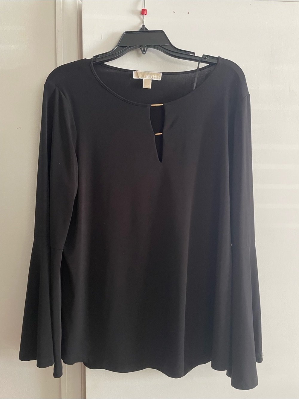 Michael Kors Black Keyhole Bell-Sleeve Top
